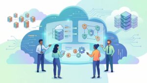 Современная иллюстрация облачного сервера для B2B SaaS проектов в минималистичном профессиональном стиле